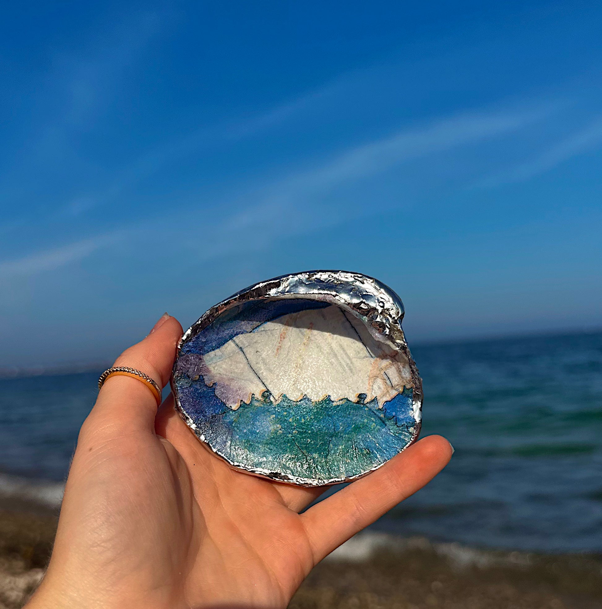 Shell Jewelry Dish- Decoupage